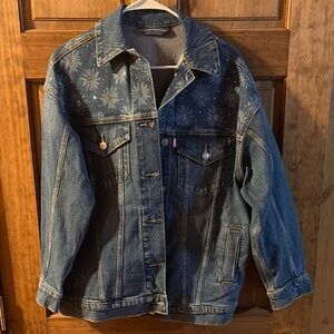 Victoria's Secret Blue Jean Jacket with Floral Embroidery